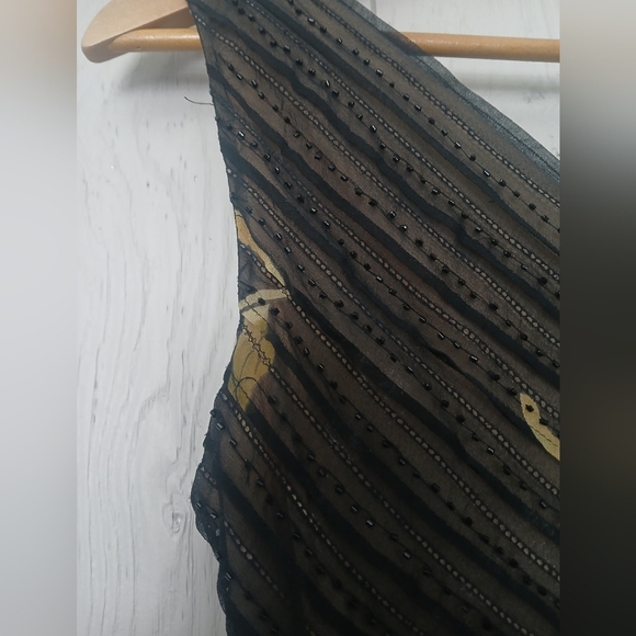 Vintage silk asymmetrical floral beaded dress Adrianna size M *see Measurement - Picture 5 of 8